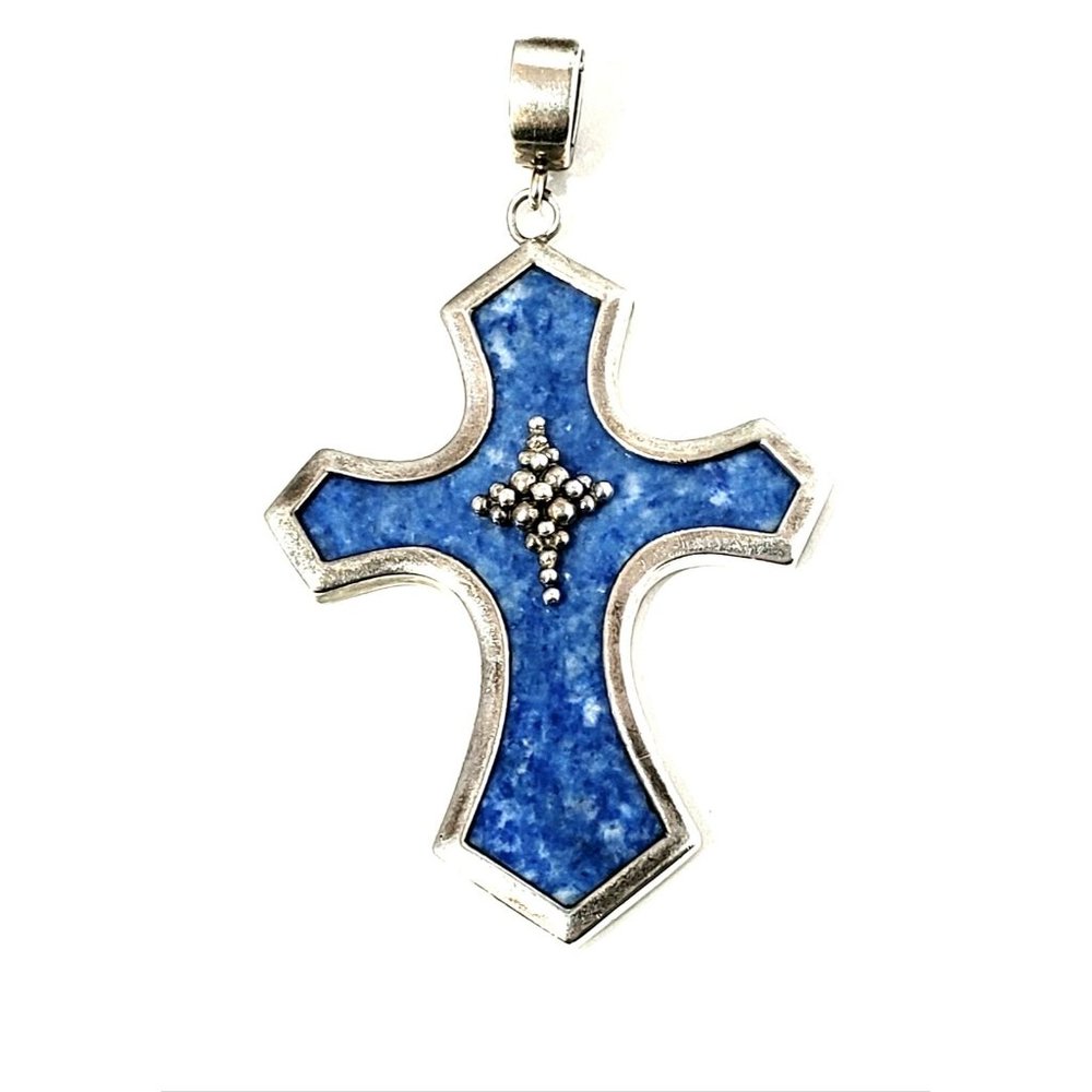 Whitney Kelly WK Sterling Blue Denim Lapis Cross